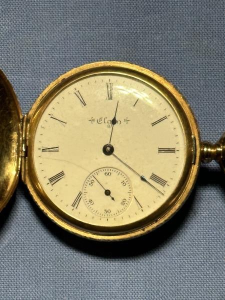 Elgin Pocket Watch, cracked dial, stem wind, 14K U (1 of 3)