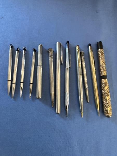 Lot of Pens and Pencils (12). 4 cross 3.5" pencils (1 of 3)