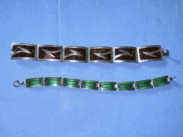 Bracelet, brown and silver, geometric, damaged, 92 (1 of 3)