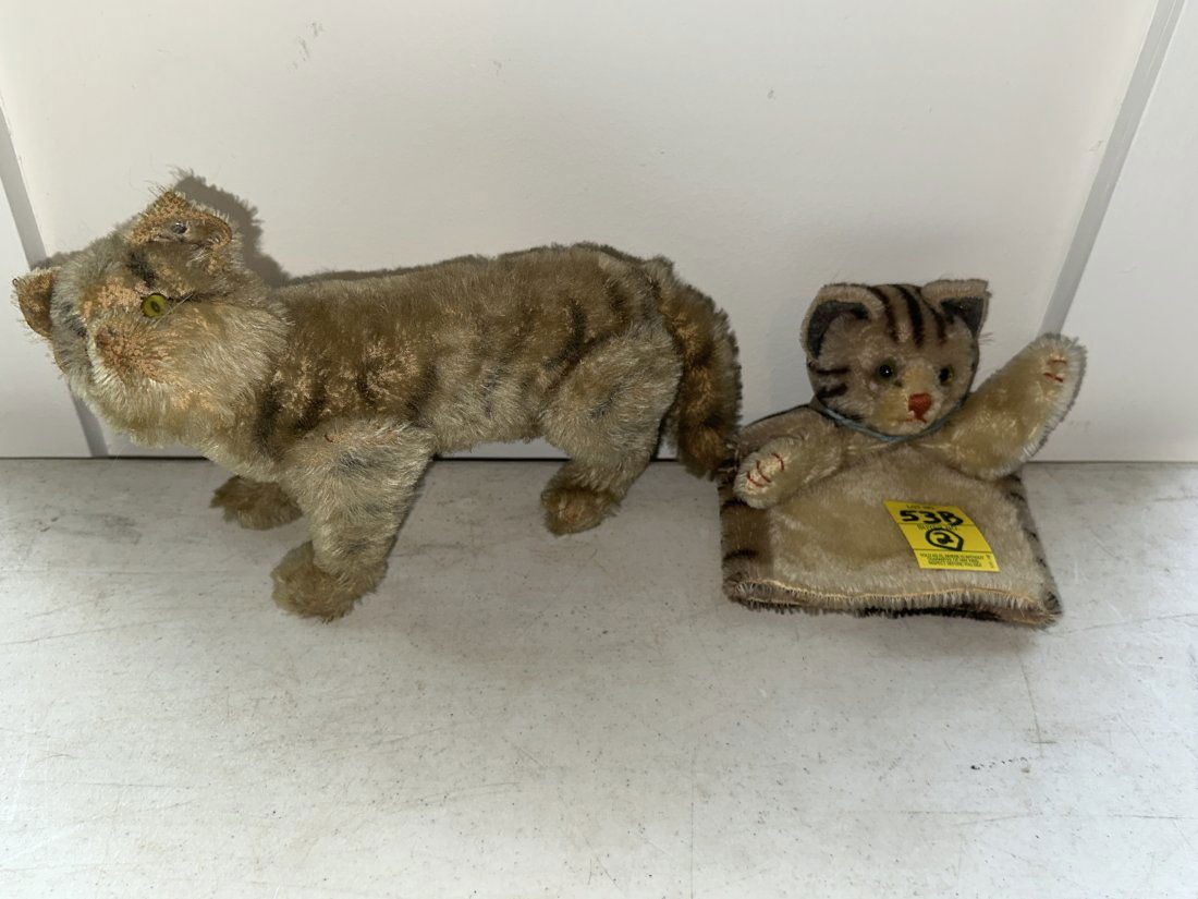 Early Steiff Cat Puppet 8.5" Tall x 5" Wide; Early Steiff Cat with Jointed Legs, Straw Filled, 7" (1 of 5)