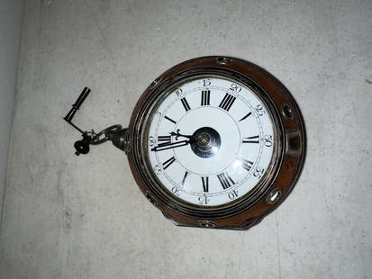 Rare Coach Clock with Double Case, Outer Care Copper with Inner Fancy, Fillagre Case, Enamel Dial, S: Rare Coach Clock with Double Case, Outer Care Copper with Inner Fancy, Fillagre Case, Enamel Dial, Silver Case with Touch Marker and a Scenic Back, No Markers Name, Back of Movement Marked 36538, No K
