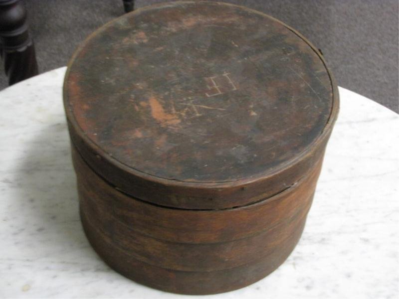 Large Pantry Box, Original Red Paint, Finger Joint: Large Pantry Box, Original Red Paint, Finger Joints, 7" Tall x 10 1/4" Diameter