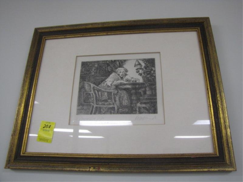 (2) Etching, By Kenneth A. Larson w/ Book, (1) Etc: (2) Etching, By Kenneth A. Larson w/ Book, (1) Etching -"The Etcher" & (1) "Adam Son & Birth", Both Etchings - Wave