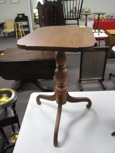 Candle Stand, Cut Out Corner, Tri-Footed, Rolled F: Candle Stand, Cut Out Corner, Tri-Footed, Rolled Foot, 26" Tall x 14 1/2" x 20 1/2" Top