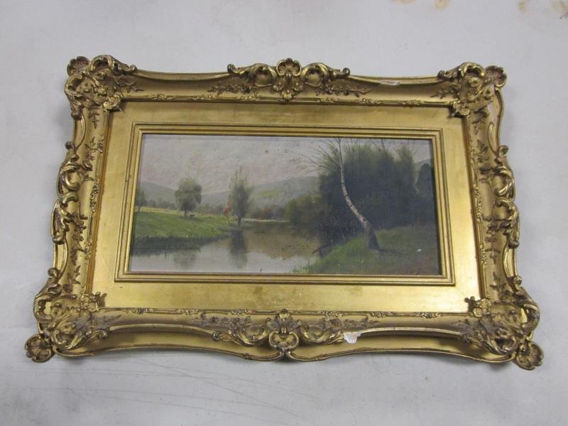 Oil on Canvas, Landscape Birch Tree, By J. Shinn,: Oil on Canvas, Landscape Birch Tree, By J. Shinn,