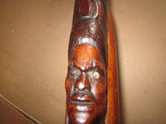 Percussion Musket, Double Barrel, carved Indian Head on: Percussion Musket, Double Barrel, carved Indian Head on Stock, No Markings, 51"
