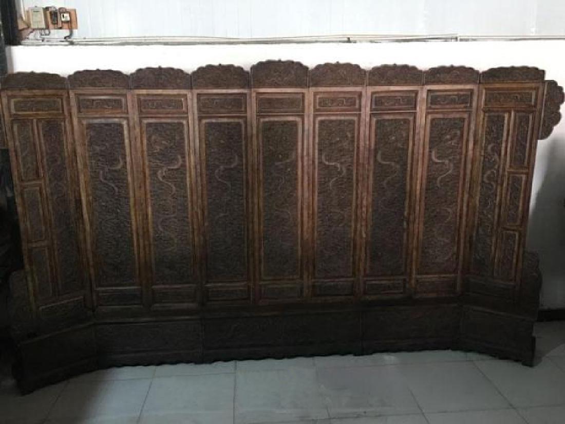 CHINESE QING DYNASTY HUGE 9 NINE DRAGON HUANGHUALI (1 of 3)