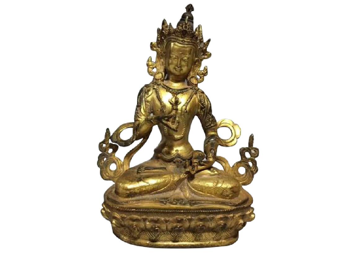 CHINESE GILT BRONZE FIGURE OF MOTHER BUDDHISM MING: Dimension:21"x17.5"cm