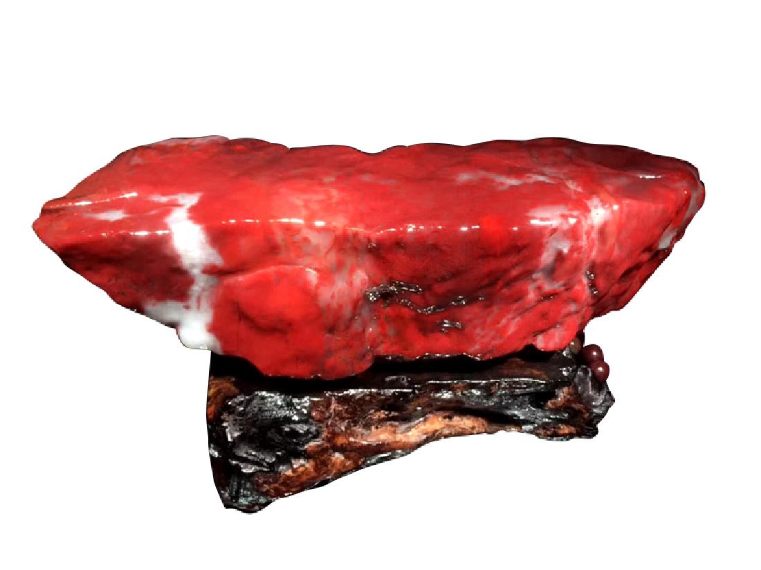 CHINESE HETIAN CHICKEN BLOOD JADE STONE RARE FENGSHUI (1 of 4)