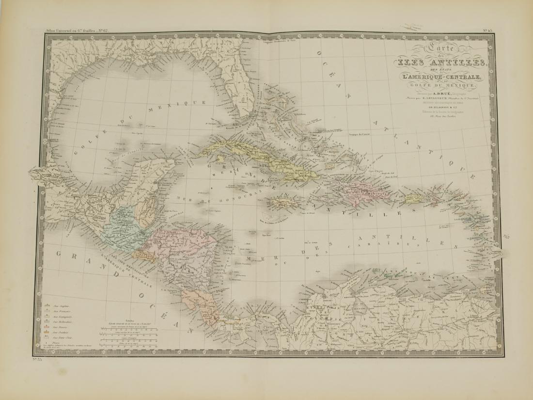 Mexican Gulf Cuba Haiti Jamaica Puerto Rico 1875: CARTE DES ILES ANTILLES DES ETATS DE Lâ€™AMERIQUE CENTRALE ET DU GOLFE DU MEXIQUE Very beautiful map of Antilles, central America and Mexican Gulf, coloured by hand, big size. Author: Brue, Adrie