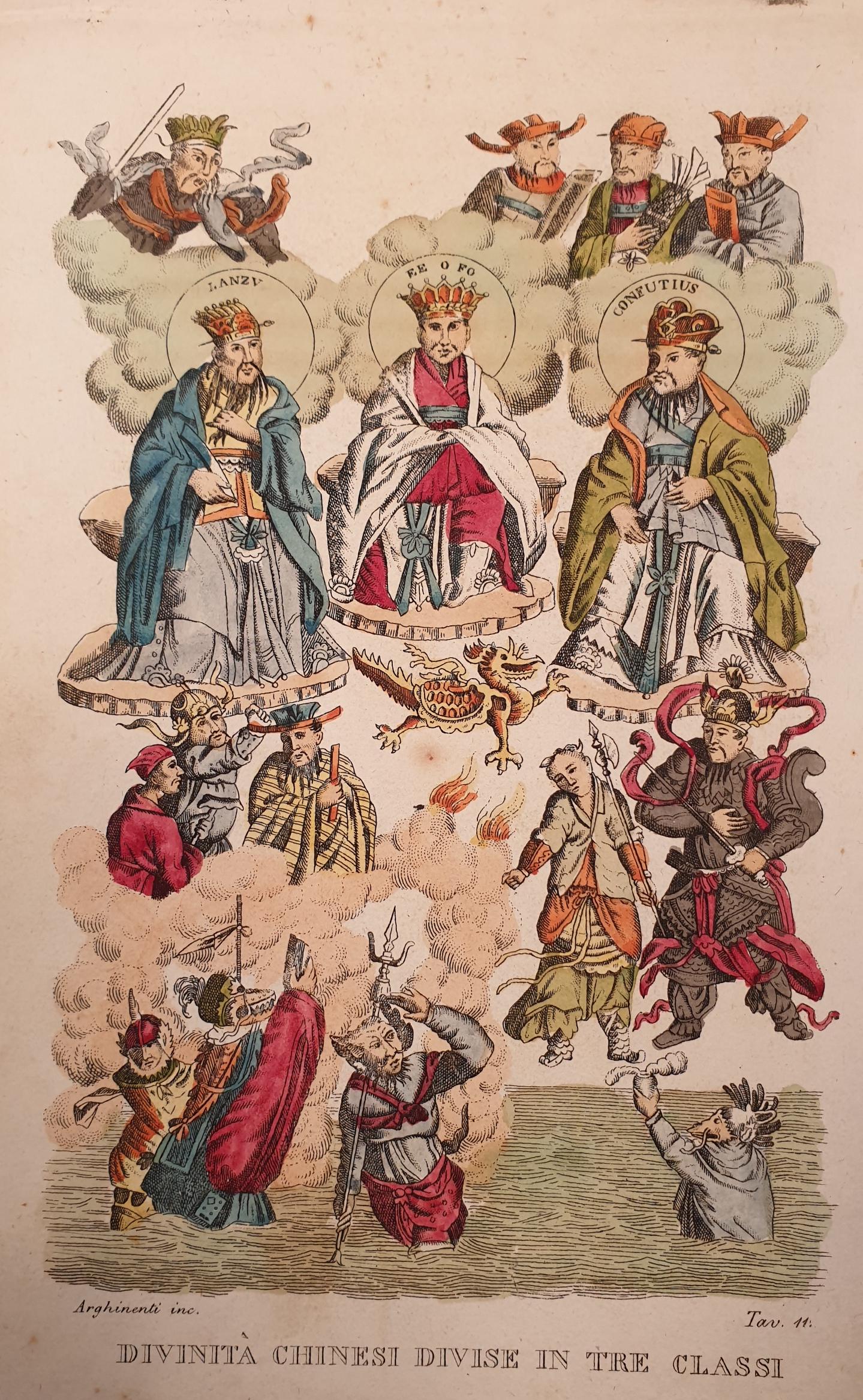 Chinese gods Confucius Lauzi Amitabha Buddha (1 of 2)