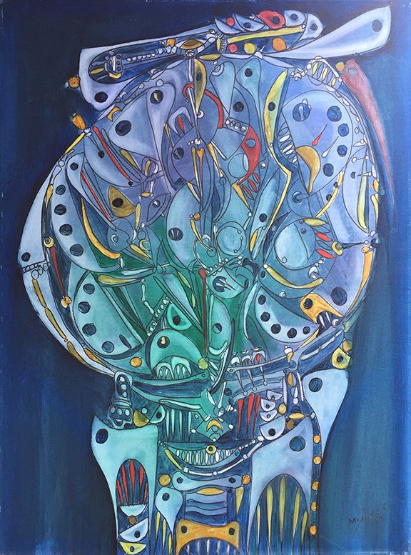 Cabeza: This lot is an original painting of Cuban artist Jose Maria Mijares, accompanied by (COA). Oil on canvas. Year 1994.