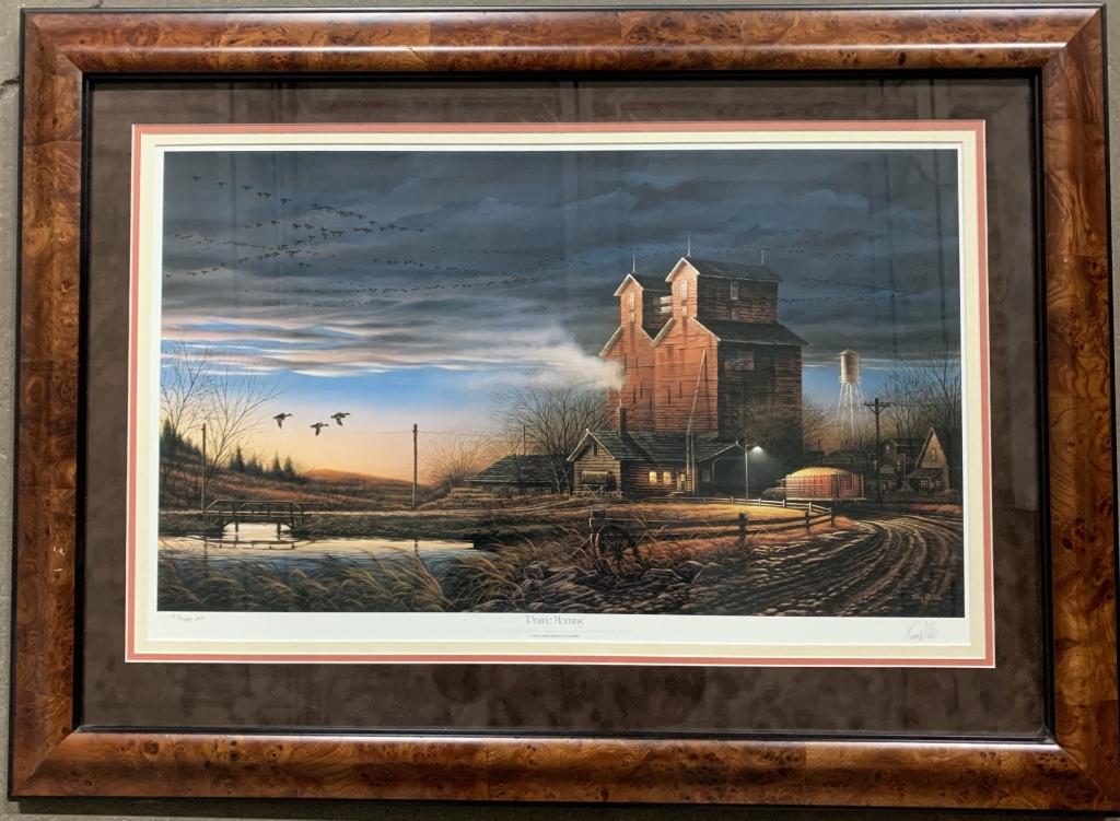 Terry Redlin "Prairie Morning" Lithograph: Artist's Proof Lithograph by Terry Redlin entitled "Prairie Morning". Pencil signed and numbered 193/480 AP. Dimensions: 24" x 15" Framed dimensions: 33" x 24 1/4"