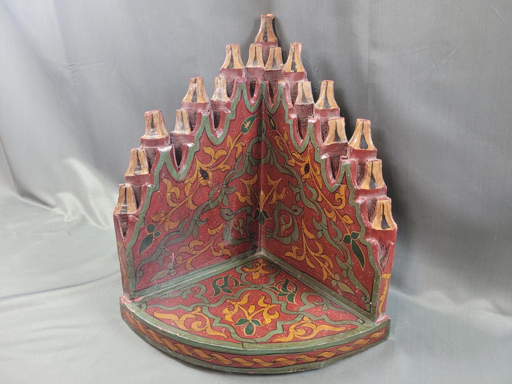 Small Antique Oriental Hand Painted Corner Shelf (1 of 5)