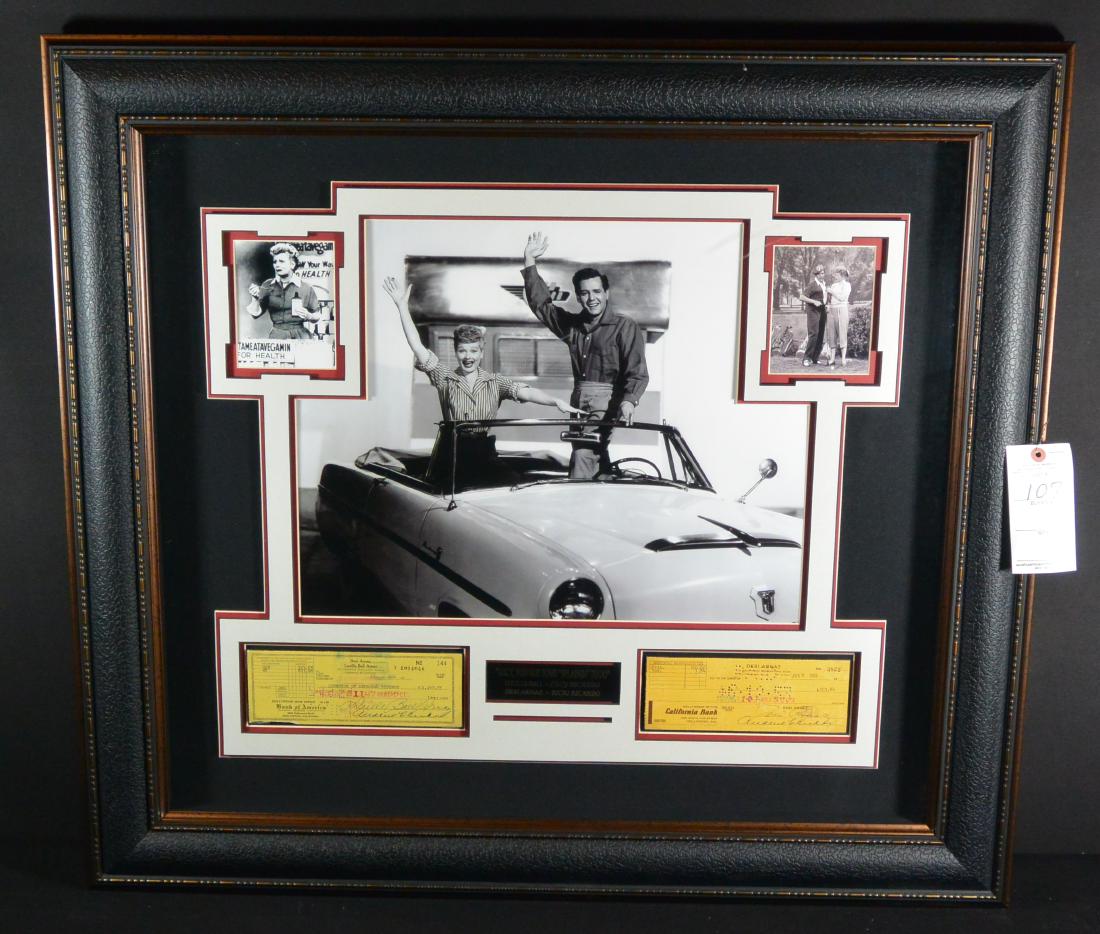 Framed I Love Lucy Photos & Cancelled Checks w/ COA (1 of 6)