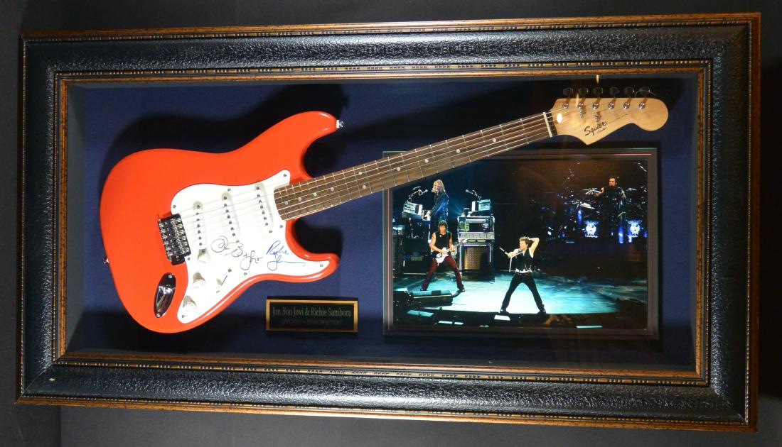Framed Signed Bon Jovi Guitar w/ COA (1 of 6)