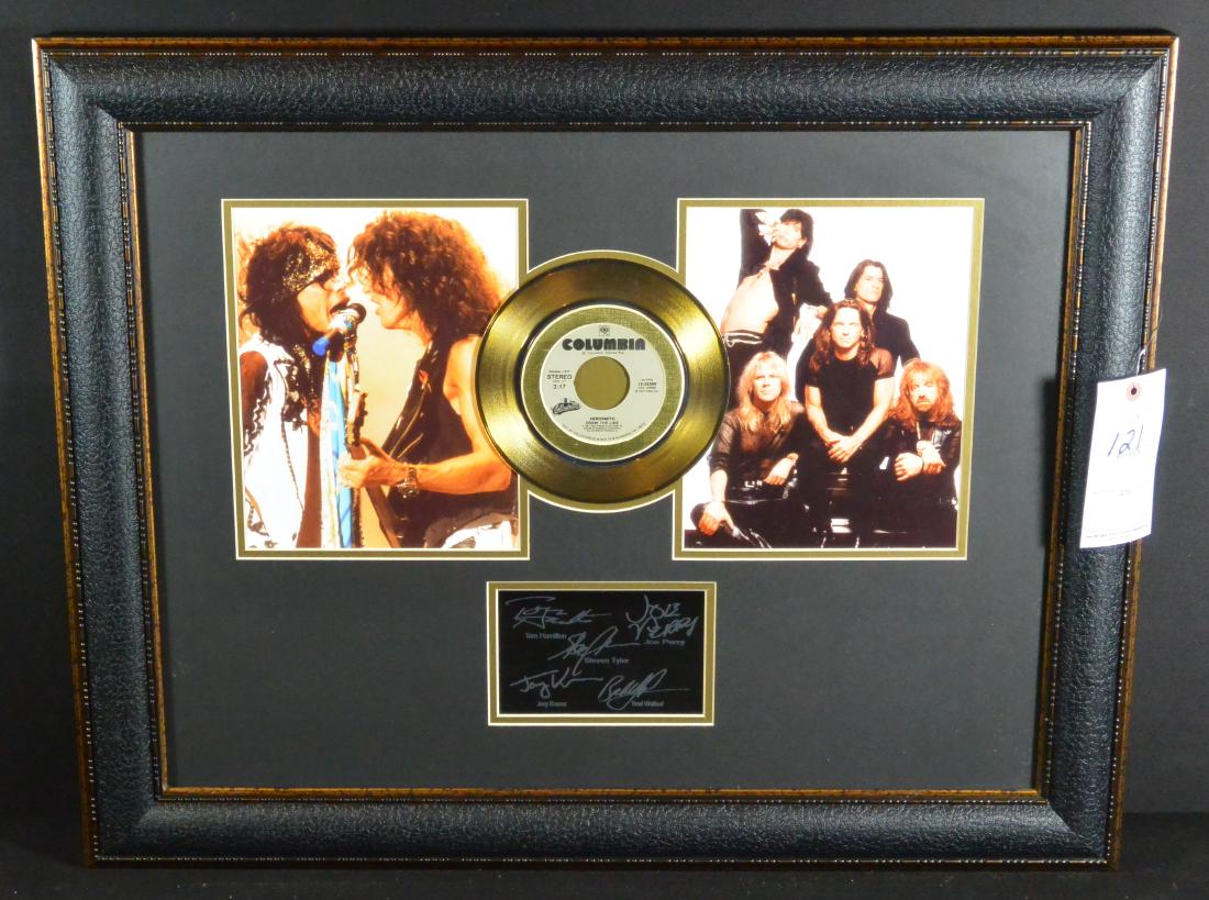 Framed Aerosmith "Draw The Line" Gold 45 Record (1 of 5)