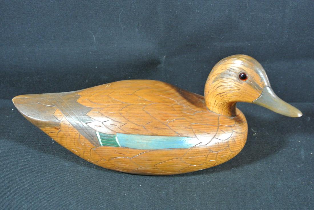 Carved Wooden Duck Decoy by J. Buck (1 of 4)