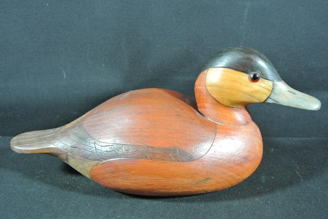 Carved Wooden Duck Decoy by J. Buck (1 of 4)