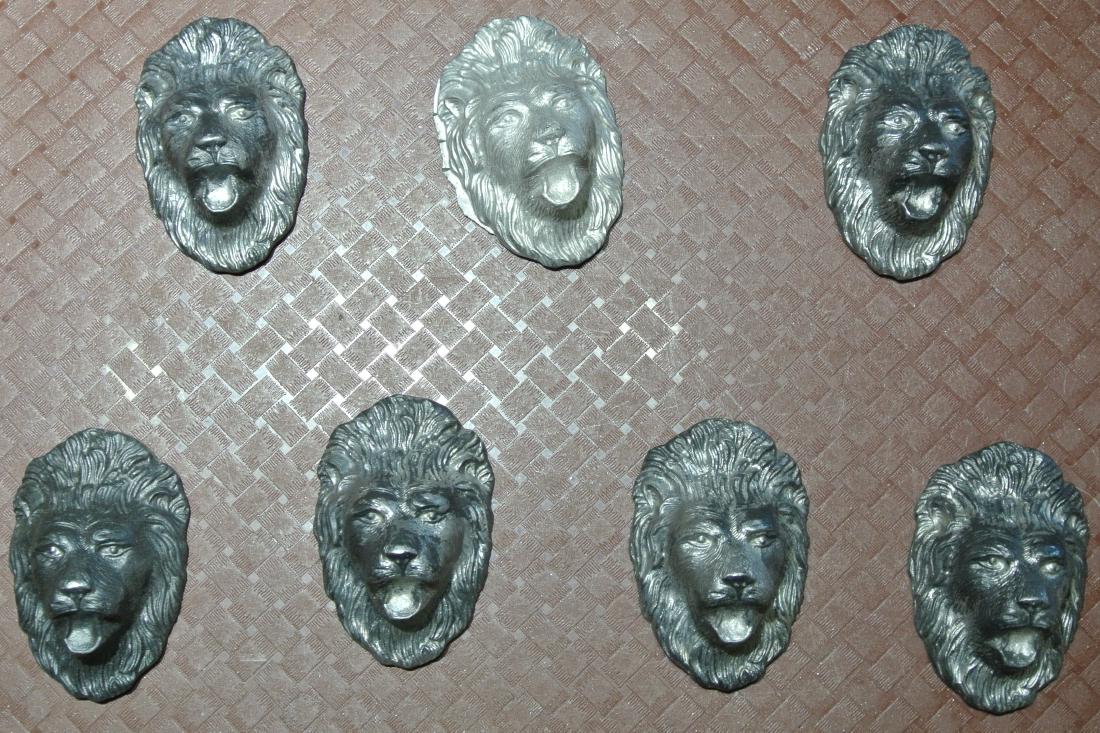 (Lot of 7) Pewter Lion Heads: (Lot of 7) Pewter Lion Heads ~ New Old Stock From Reed & Barton Factory ~ In Various States Of Finish