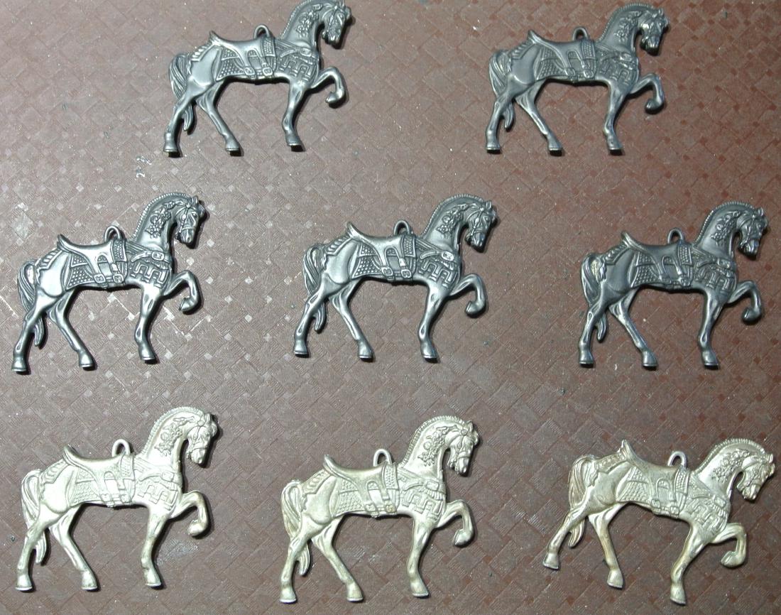 (Lot of 8) Pewter Carousel Horse Ornaments (1 of 2)