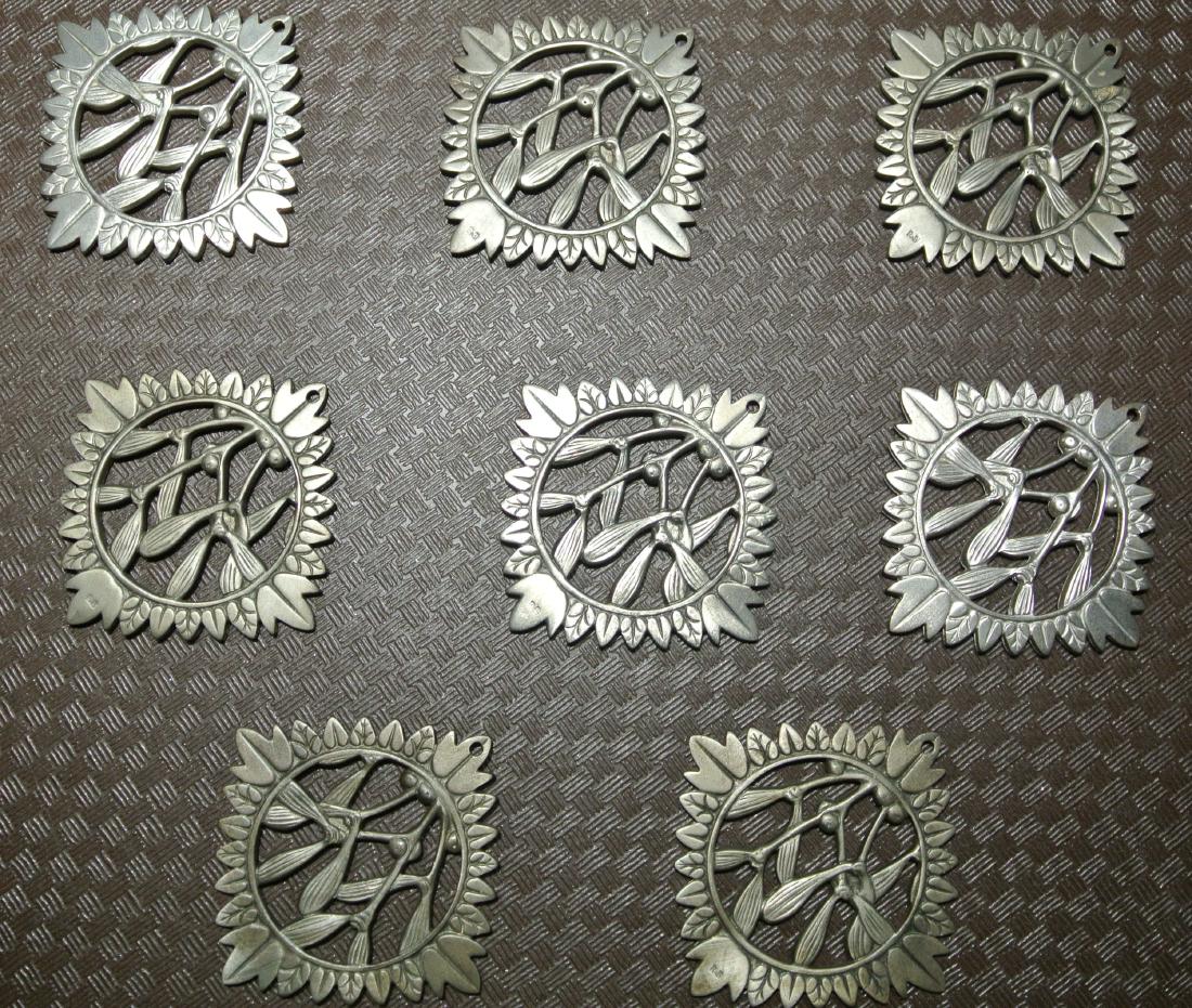 (Lot of 8) Pewter Mistltoe Ornaments: (Lot of 8) Pewter Mistletoe Ornaments ~ New Old Stock From Reed & Barton Factory ~ In Various States Of Finish