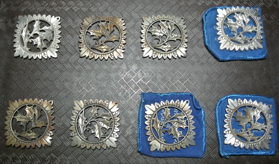 (Lot of 8) Pewter Holly Berry Ornaments: (Lot of 8) Pewter Holly Berry Ornaments ~ New Old Stock From Reed & Barton Factory ~ In Various States Of Finish