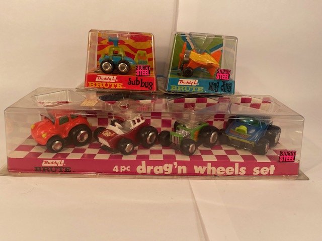 Buddy L BRUTE Collection Wing Ding Sub bug Drag'n Wheels Set All Original (1 of 14)