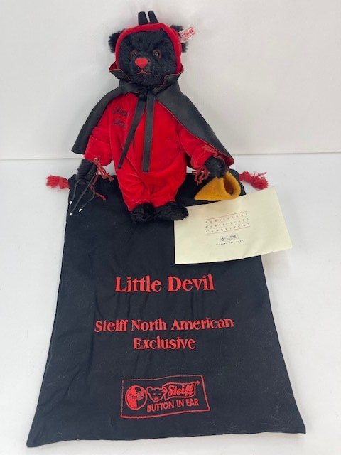 STEIFF 667152 Little Devil Boo Bear Black Mohair Bear 11" Limited Edition 81/1500 (1 of 13)