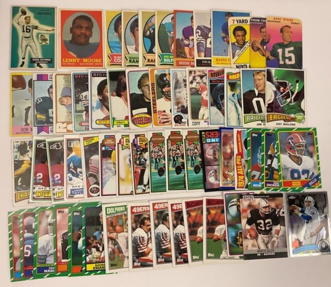 (58) Vintage FOOTBALL cards STARS Rookies 1955 Bowman Topps Payton Marino Montana Fouts OJ Simpson (1 of 9)