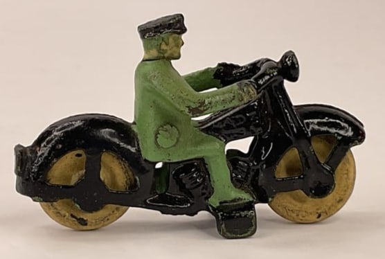 Vintage HUBLEY Toy Motorcycle with Rider Cast Metal Rubber Wheels (1 of 8)