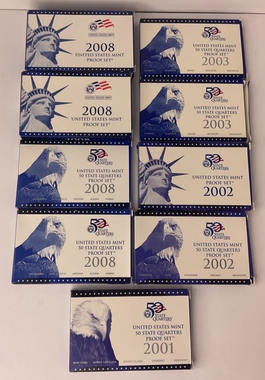 (9) UNITED STATES US MINT PROOF SETS - 2001-2008 (1 of 12)