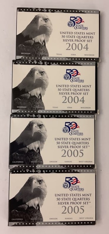 (4) UNITED STATES US MINT 2004-2005 SILVER PROOF SETS (1 of 6)