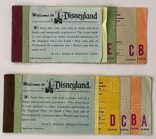 VINTAGE Disneyland Tickets "A" "B" "C" "D" "E" (1 of 5)