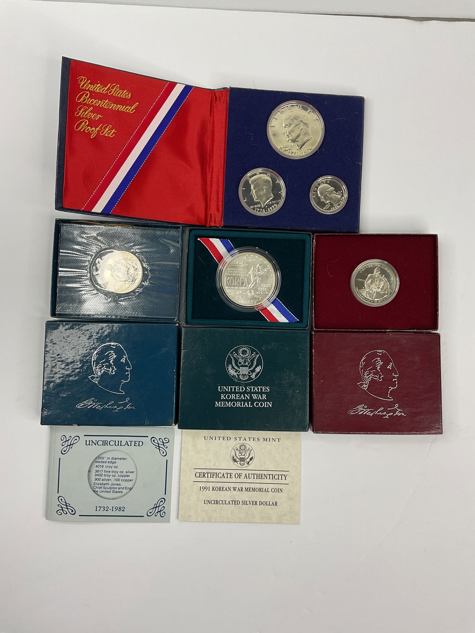 (4) US MINT Silver Coins (2) WASHINGTON Anniversary KOREAN WAR 1976 Bicentennial (1 of 11)