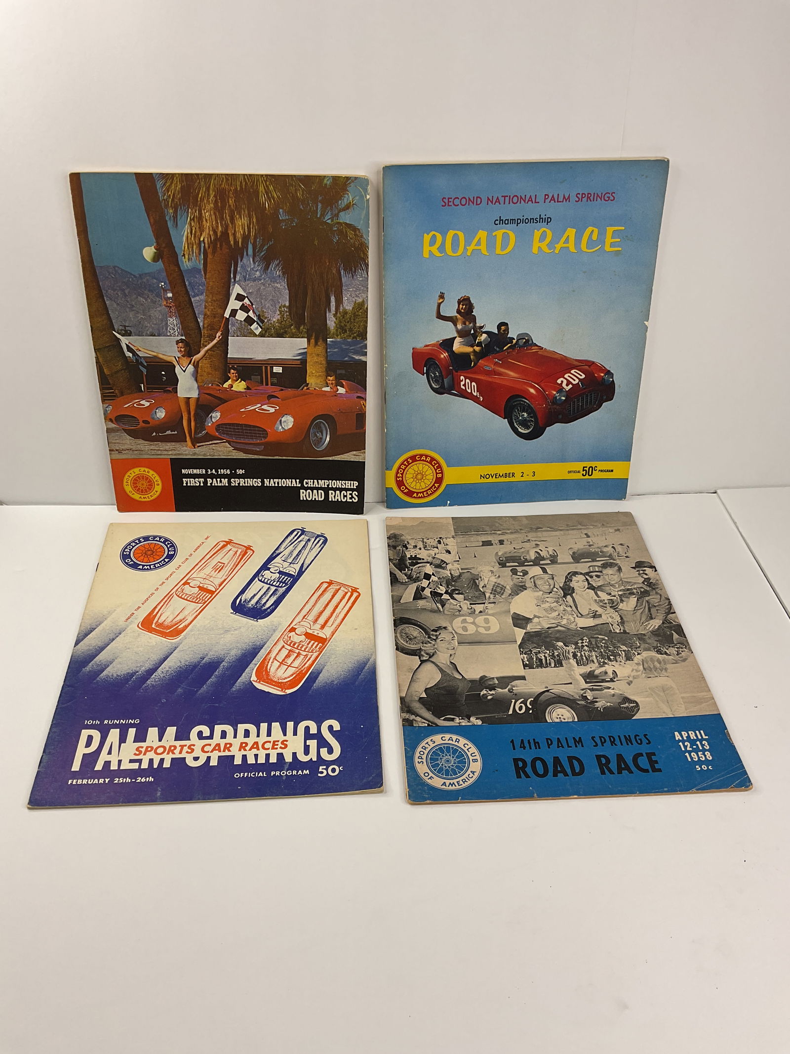 (4) PALM SPRINGS CHAMPIONSHIP ROAD RACES 1956 #1 1957 #2 SPORTS CAR RACES Programs 1956 #10 1958 #14 (1 of 14)