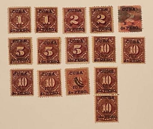 (15) Antique CUBA Postage Due Stamps USED/UNUSED (1 of 4)