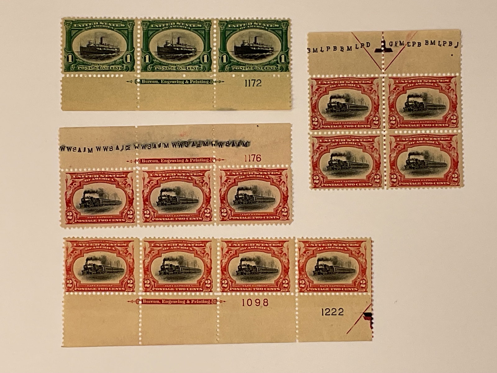 US STAMPS #294 #295 1c 2c Block Mint Never Hinged (MNH) (1 of 9)