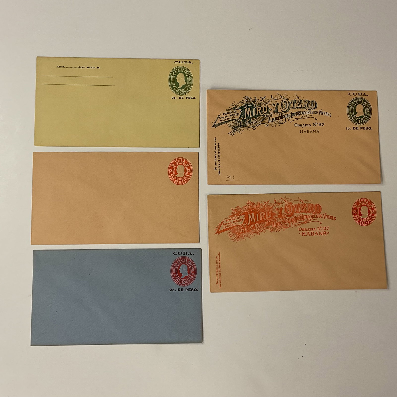 (5) Antique CUBA Envelopes: (5) Antique CUBA Envelopes