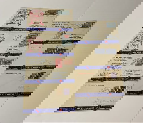 (7) TRANSATLANTIC FIRST FLIGHT AIRMAIL Covers 1939 (1 of 13)