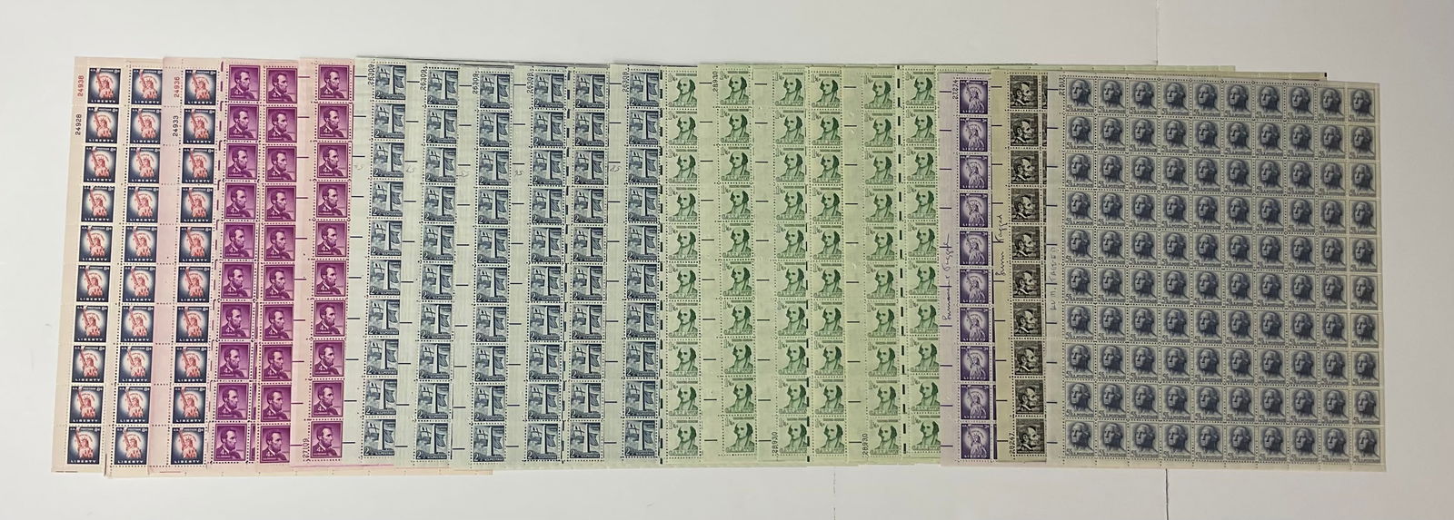 LOT (21) US Full Sheets 1 1/4c 2 1/2c 3c 4c 5c 8c Liberty Lincoln (210) Total Stamps (1 of 15)