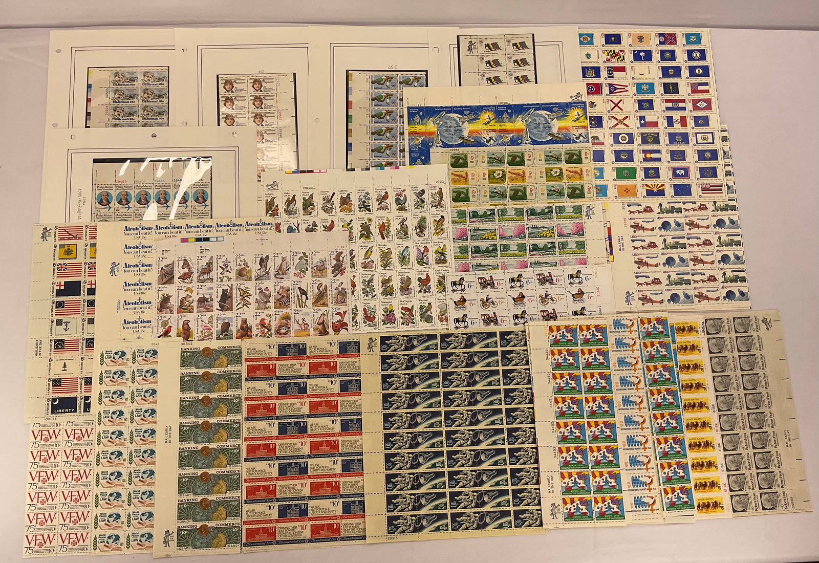 LOT of (58) USA Stamp Sheets (19) FULL Sheets (39) Partial Sheets (1 of 11)