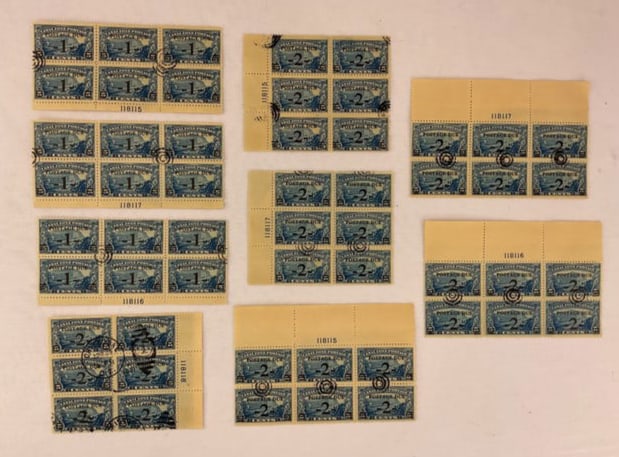 Canal Zone POSTAGE DUE 6-Block Plate Stamps 1930 (9) total pieces (1 of 5)