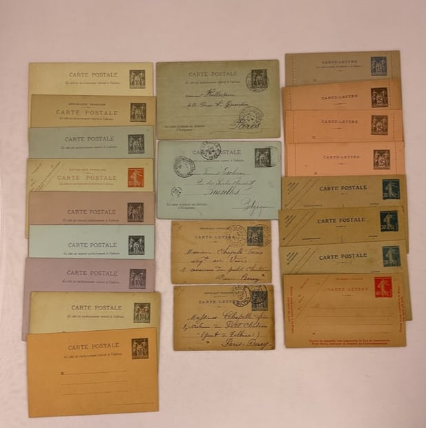 Collection of (21) French Postcards 1800's UNUSED and USED: Collection of (21) French Postcards 1800's UNUSED and USED