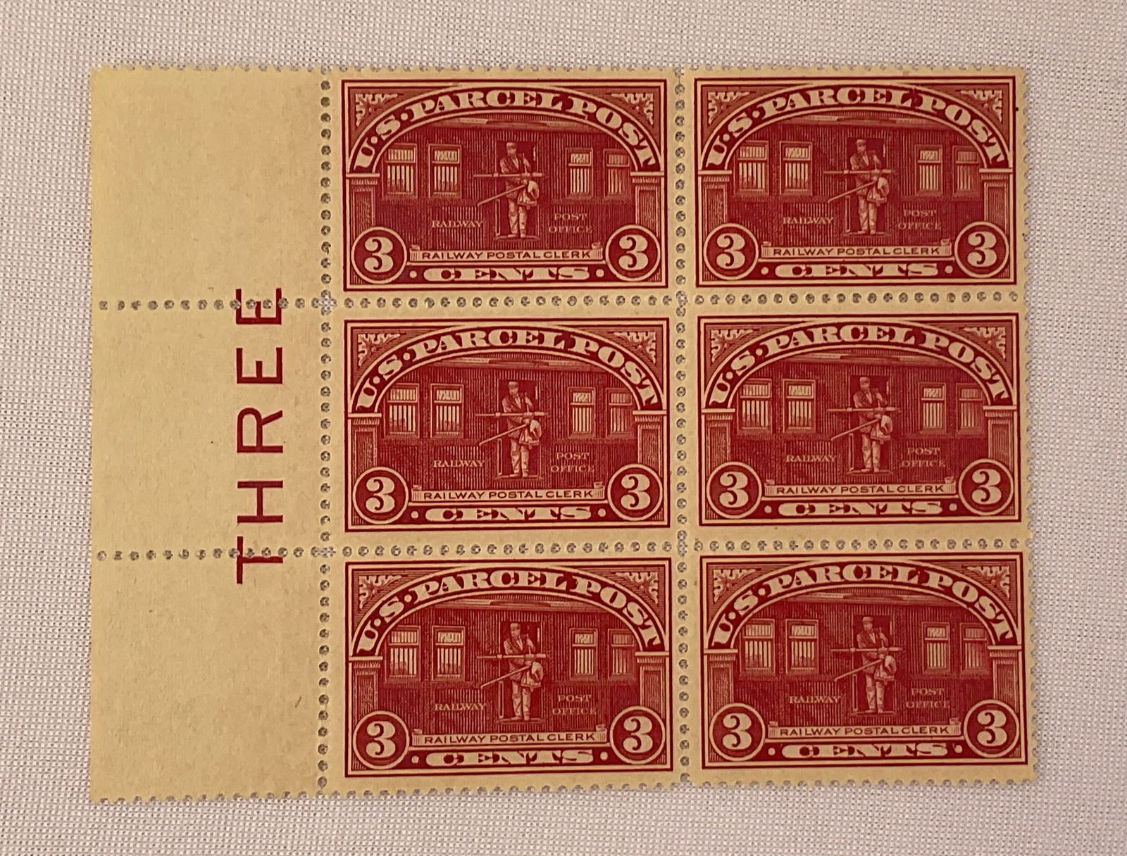 3c USA PARCEL POST 1913 6-Block Railway Post Stamp (1 of 4)