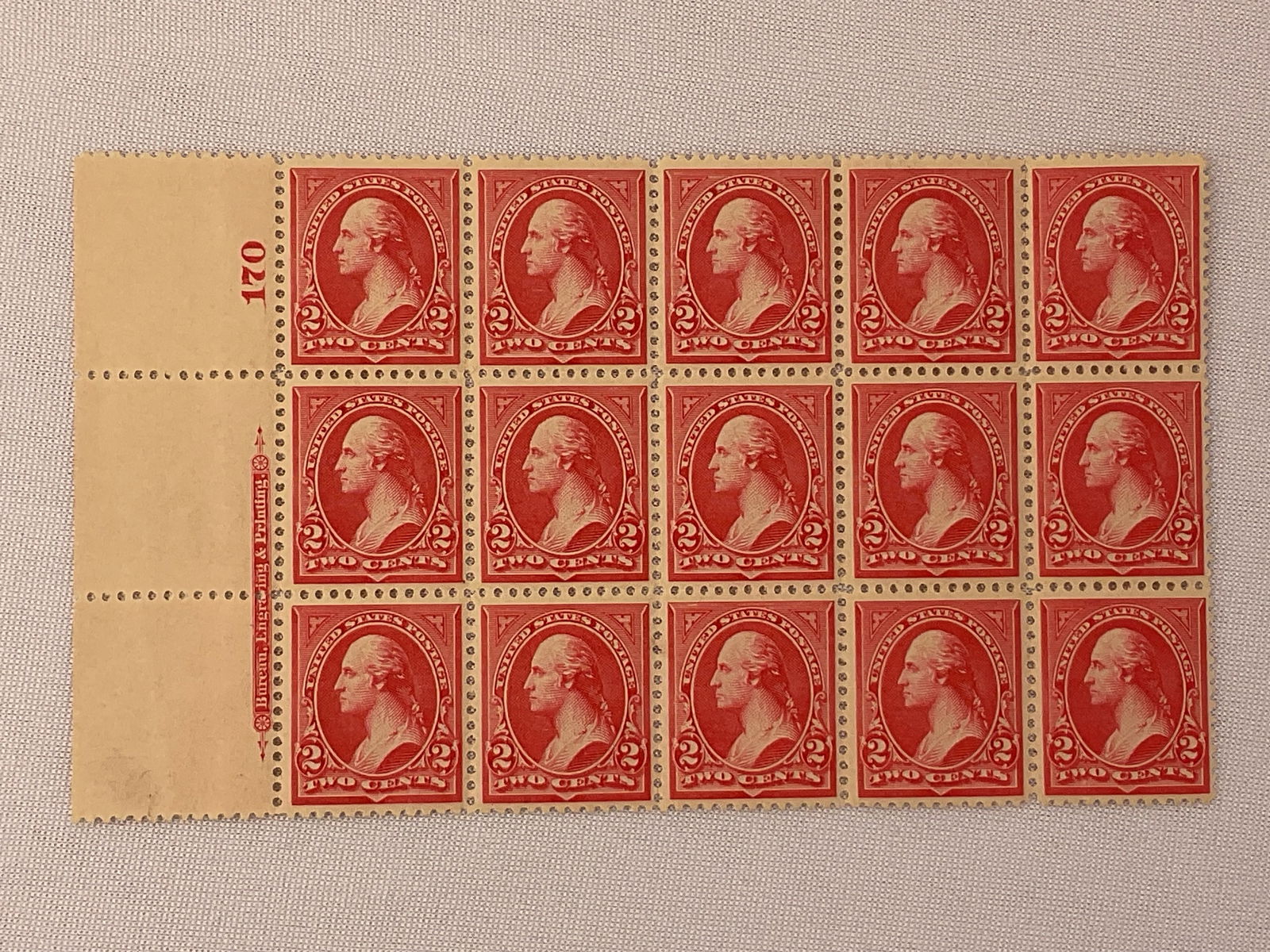 US Plate Block (15) 2c WASHINGTON (1 of 3)