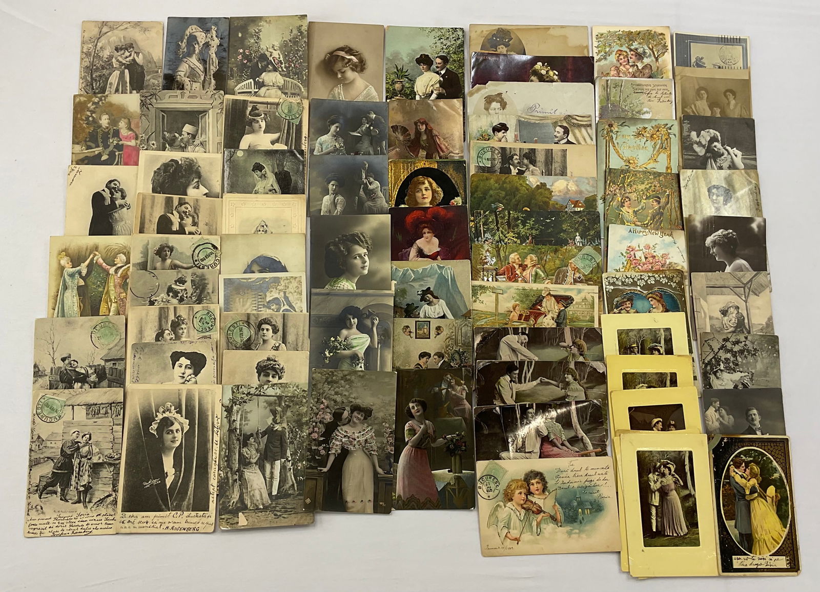 (71) Antique LOVERS COUPLES mostly B&W Photo POSTCARDS: (71) Antique LOVERS COUPLES mostly B&W Photo POSTCARDS