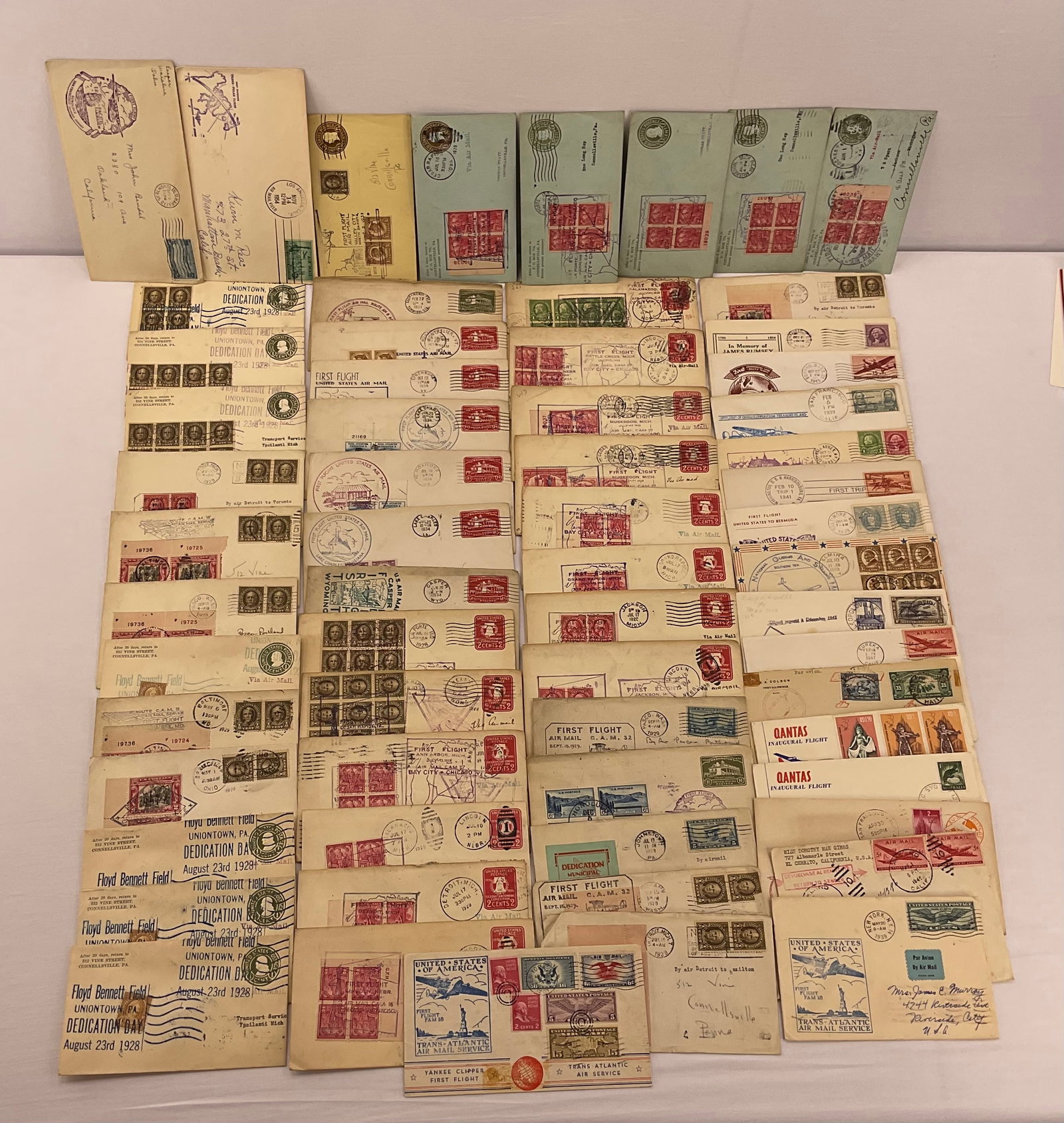 (60) mostly 1920's-1930's FAM First Air Mail Cancelled Envelopes: (60) mostly 1920's-1930's FAM First Air Mail Cancelled Envelopes