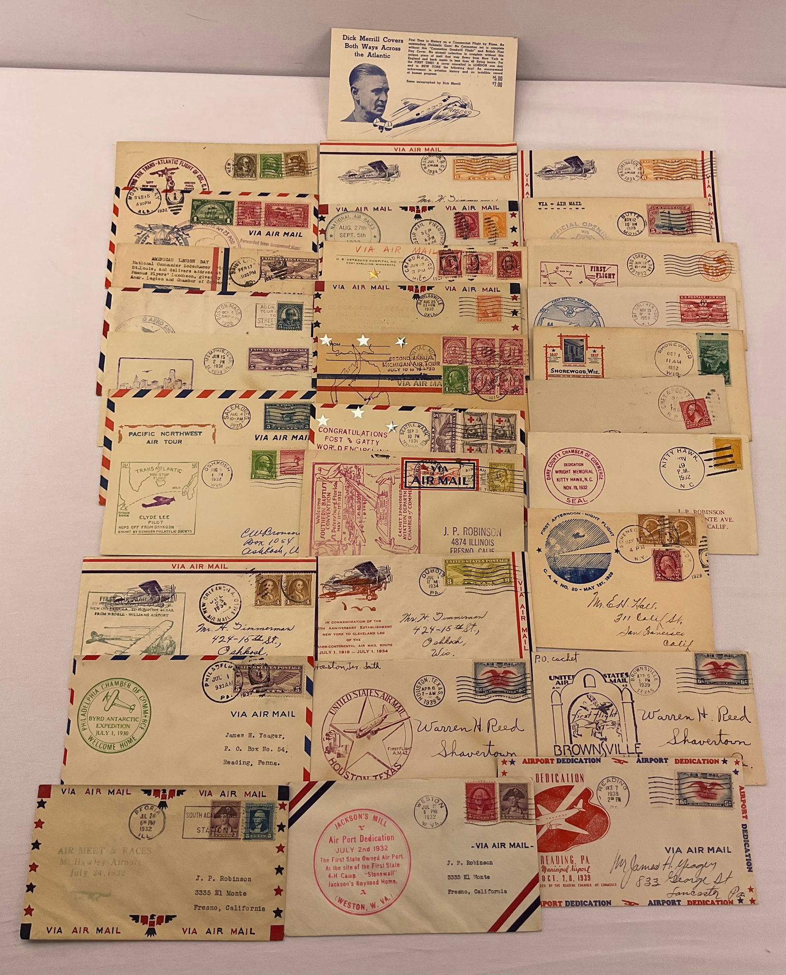(28) mostly 1930's FAM First Air Mail Cancelled Envelopes one 1900: (28) mostly 1930's FAM First Air Mail Cancelled Envelopes one 1900