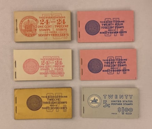 (6) VENDING 1c-5c Stamp Booklets WASHINGTON JEFFERSON LINCOLN (1 of 12)